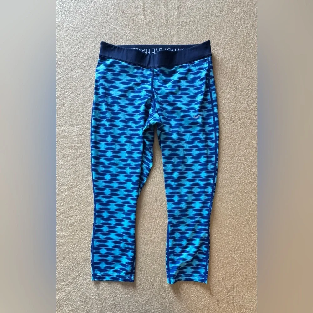 Nike Blue and Black Patterned Leggings